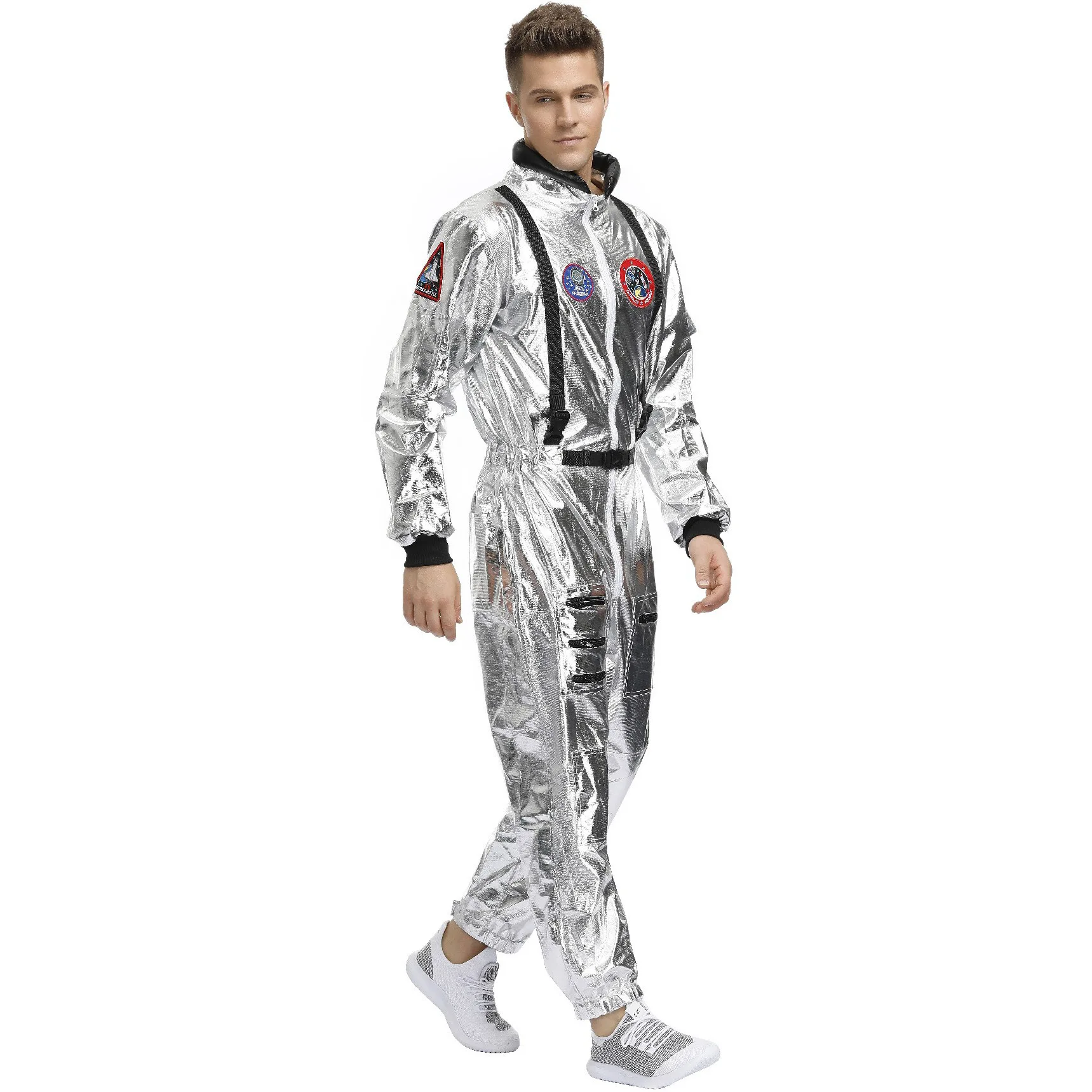 Astronaut Costume Spacesuit Silver Spaceman Men Women Space Suit Halloween Christmas Performance Spacesuit Costume Party Gift