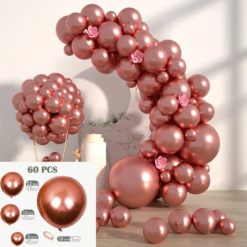 60/100Pcs Solid Color Metal Balloon Wreath Arch Set for Wedding Birthday Party Christmas Halloween Decorations