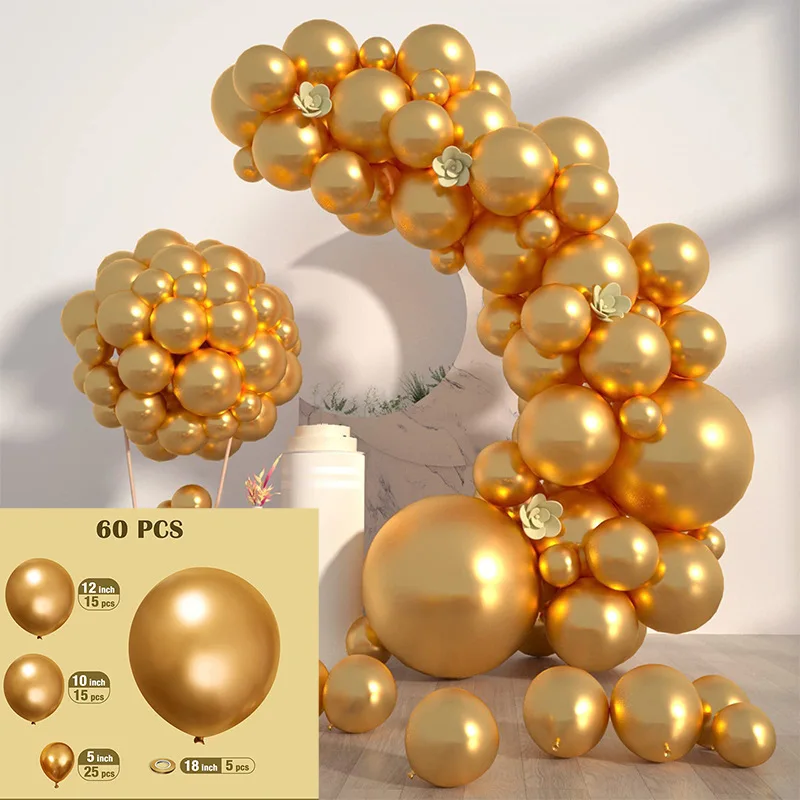 60/100Pcs Solid Color Metal Balloon Wreath Arch Set for Wedding Birthday Party Christmas Halloween Decorations