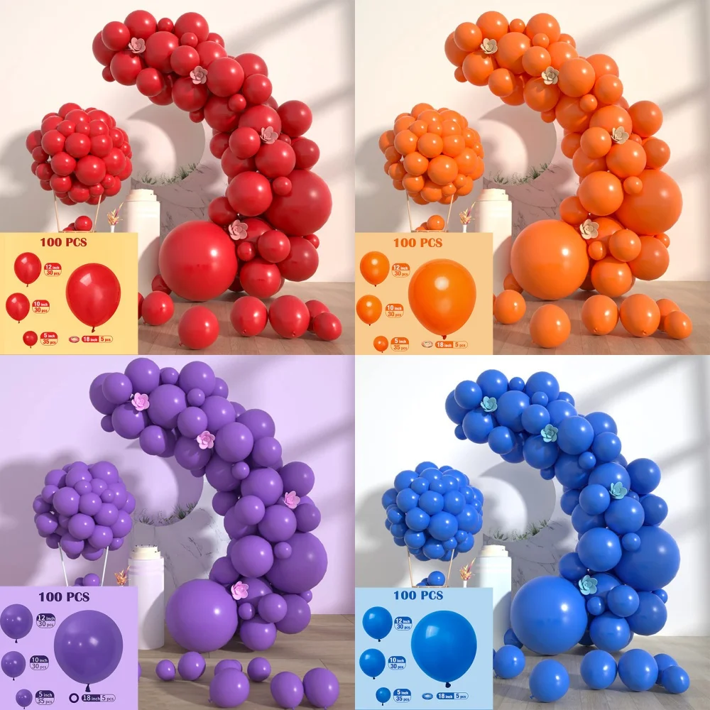 60/100Pcs Solid Color Metal Balloon Wreath Arch Set for Wedding Birthday Party Christmas Halloween Decorations
