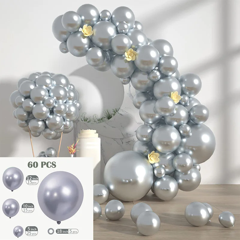60/100Pcs Solid Color Metal Balloon Wreath Arch Set for Wedding Birthday Party Christmas Halloween Decorations