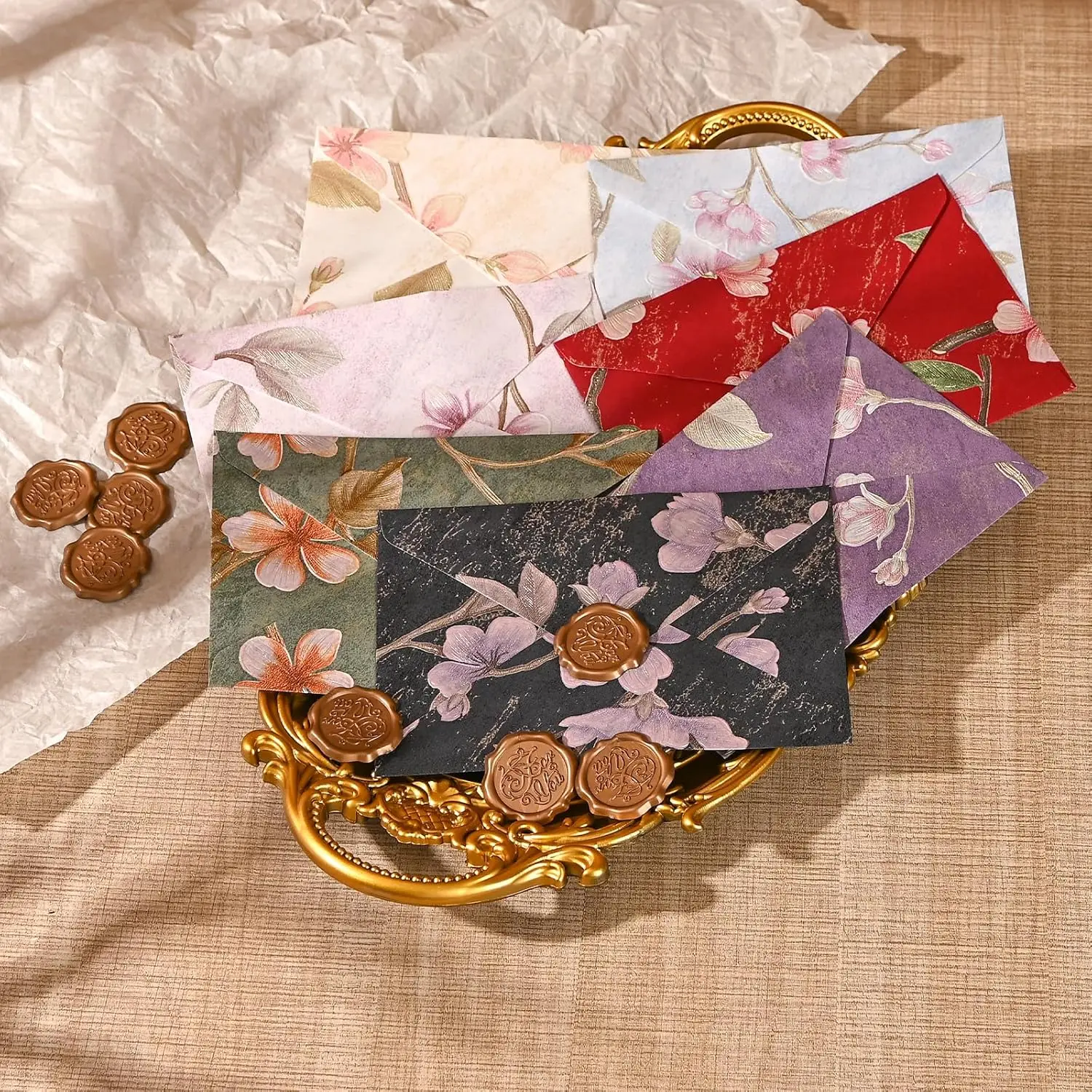 20pcs Vintage Embossed Envelopes Set Premium Bulk Invitation Envelopes for Wedding Birthday Graduation Christmas Party