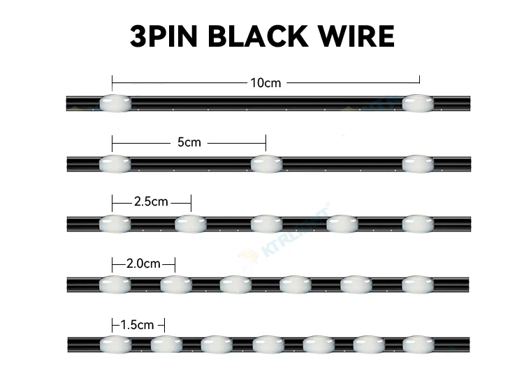 3pin DC5V/12V Black LED Pixel Light String WS2811 RGB Programmable Light String Holiday Atmosphere Light Christmas Light String