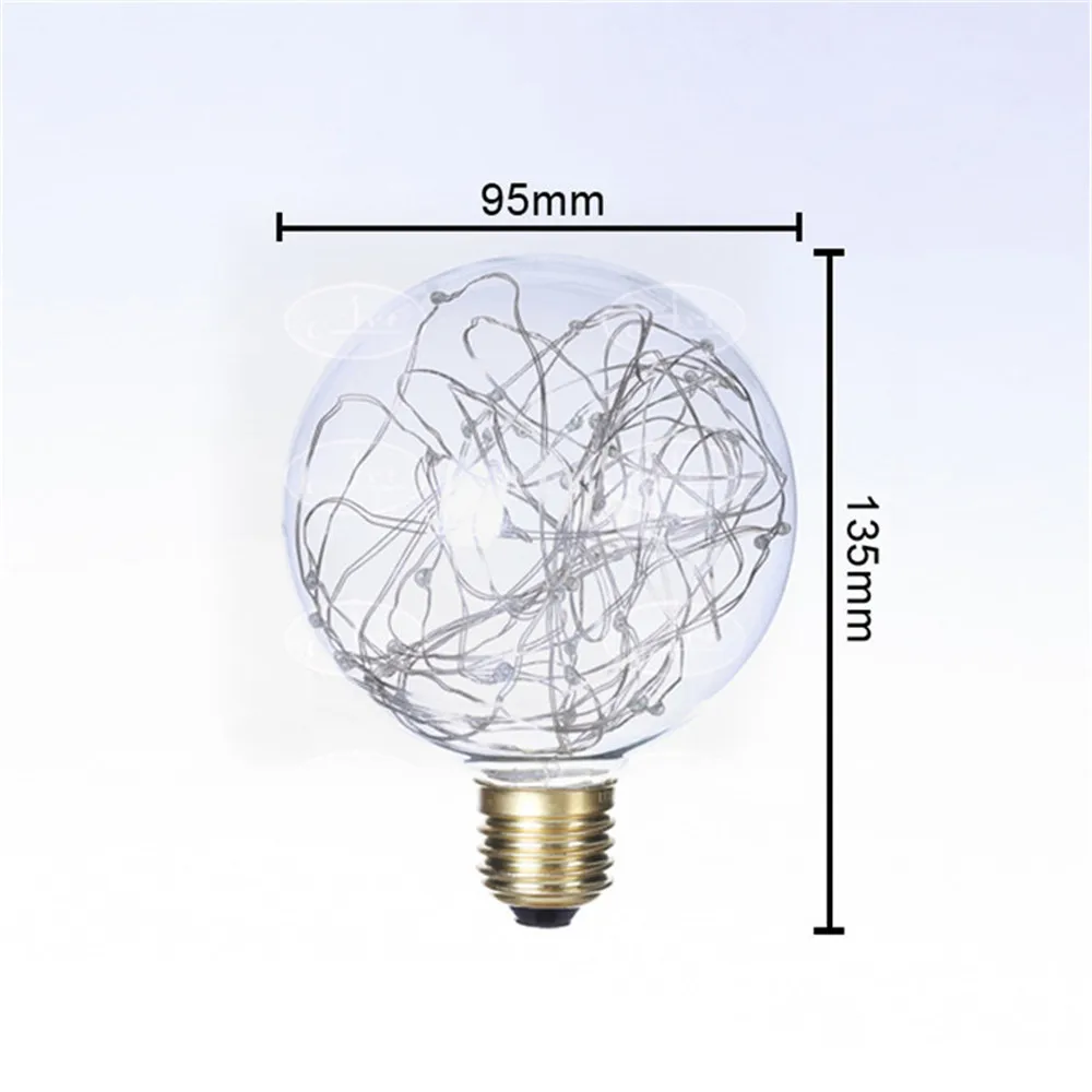 1pcs Colorful G95 LED Filament Bulbs Starry Sky Copper Wire Bulb Chirstmas String Lamp Glass for Indoor Christmas Decor