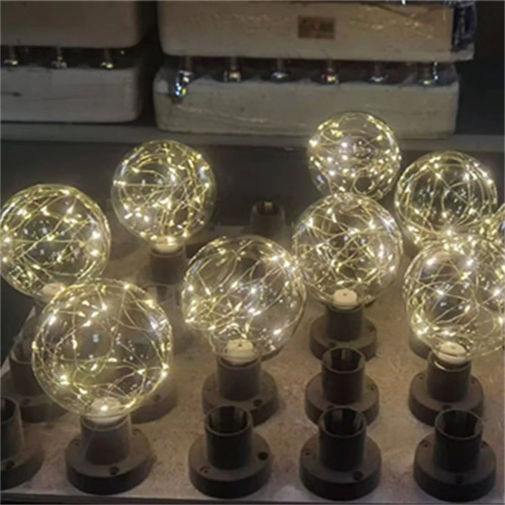 1pcs Colorful G95 LED Filament Bulbs Starry Sky Copper Wire Bulb Chirstmas String Lamp Glass for Indoor Christmas Decor