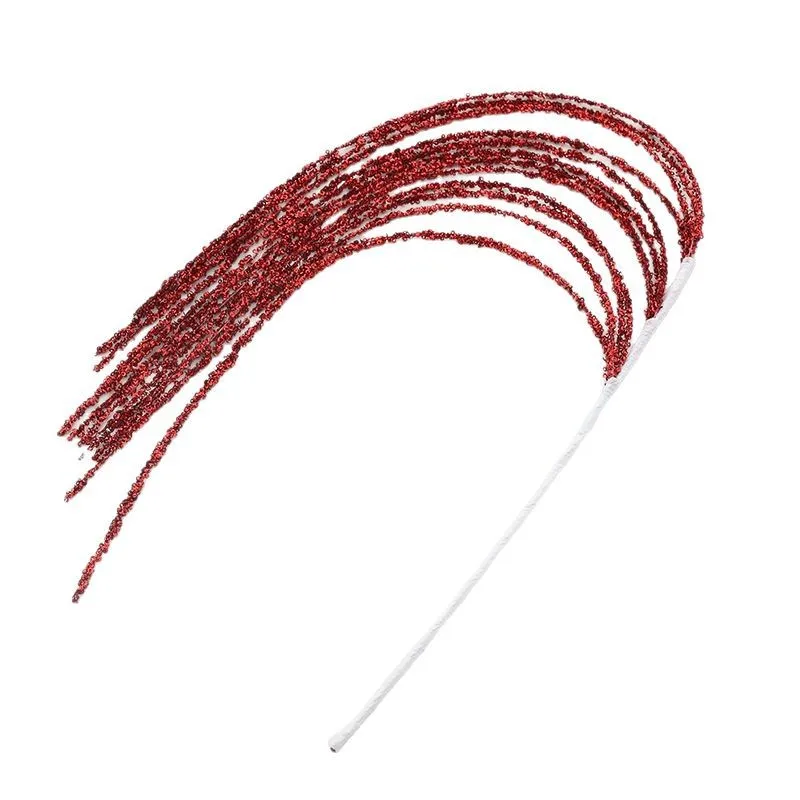 Sequin Glitter Christmas Party Branch Sticks Decoration White Artificial Plant Tassel Wheat Ears for Xmas Tree Ornament Supplies