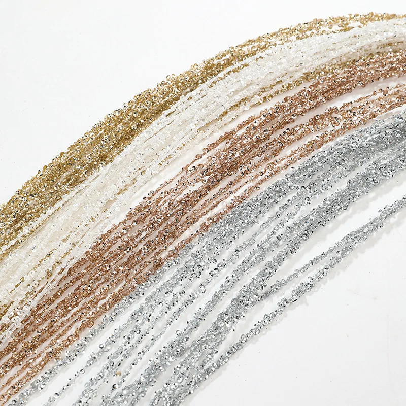 Sequin Glitter Christmas Party Branch Sticks Decoration White Artificial Plant Tassel Wheat Ears for Xmas Tree Ornament Supplies