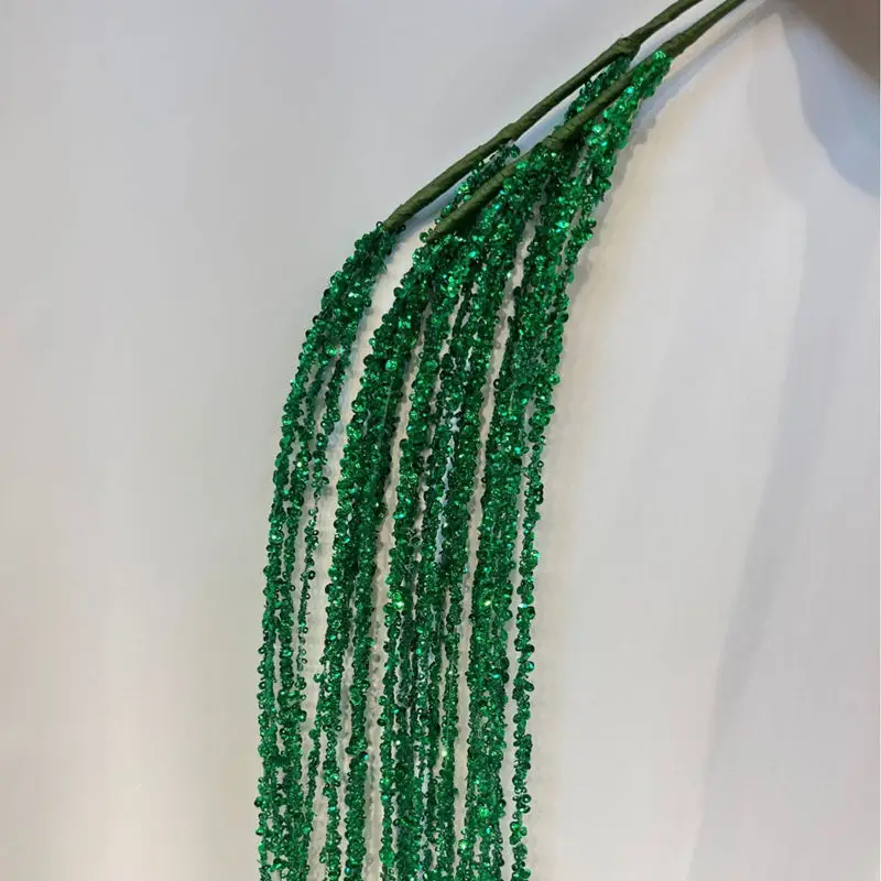 Sequin Glitter Christmas Party Branch Sticks Decoration White Artificial Plant Tassel Wheat Ears for Xmas Tree Ornament Supplies