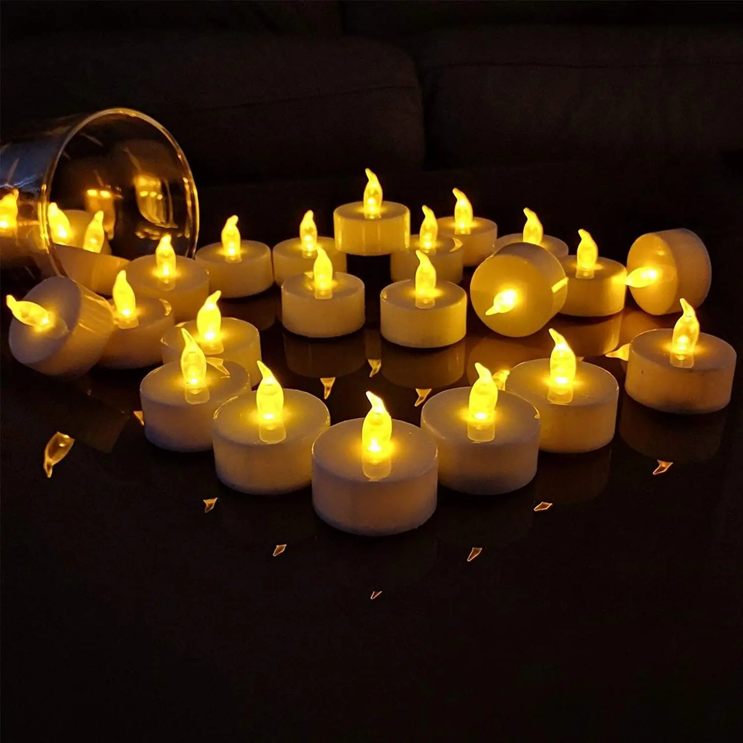 12-96Pcs Flameless LED Candle Creative wishing Led Tea Light Warm White Flameless Candle Halloween Christmas Decor Candle Light