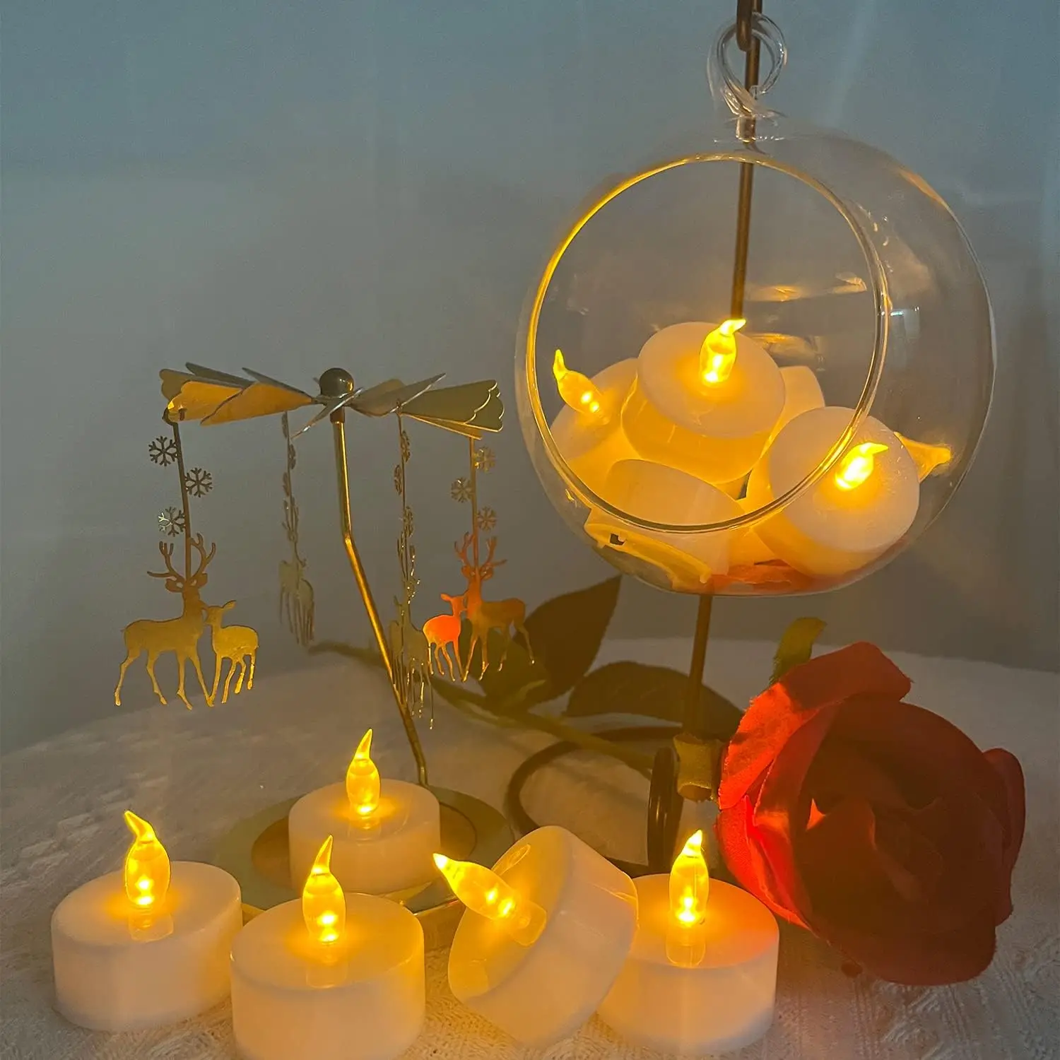 12-96Pcs Flameless LED Candle Creative wishing Led Tea Light Warm White Flameless Candle Halloween Christmas Decor Candle Light