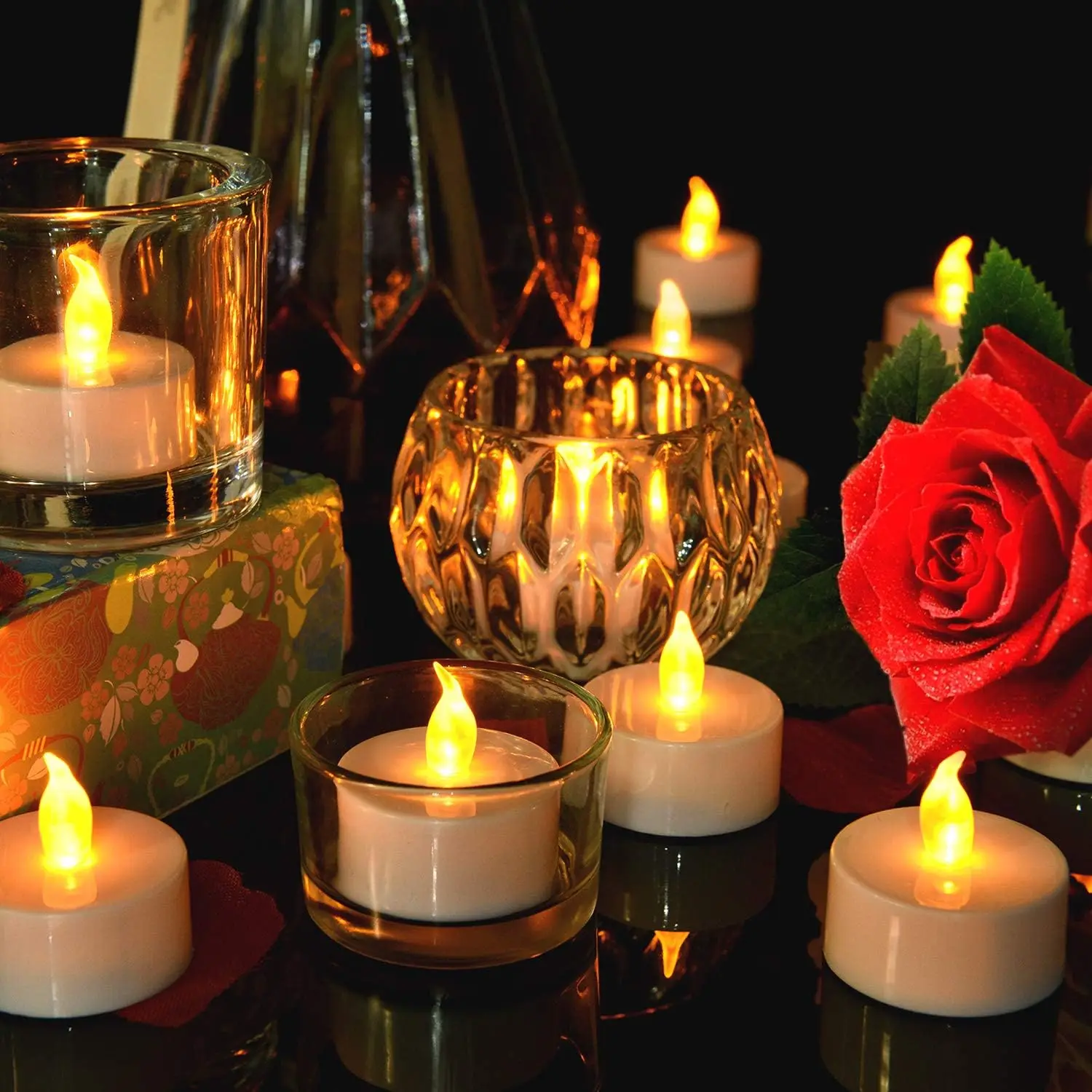 12-96Pcs Flameless LED Candle Creative wishing Led Tea Light Warm White Flameless Candle Halloween Christmas Decor Candle Light