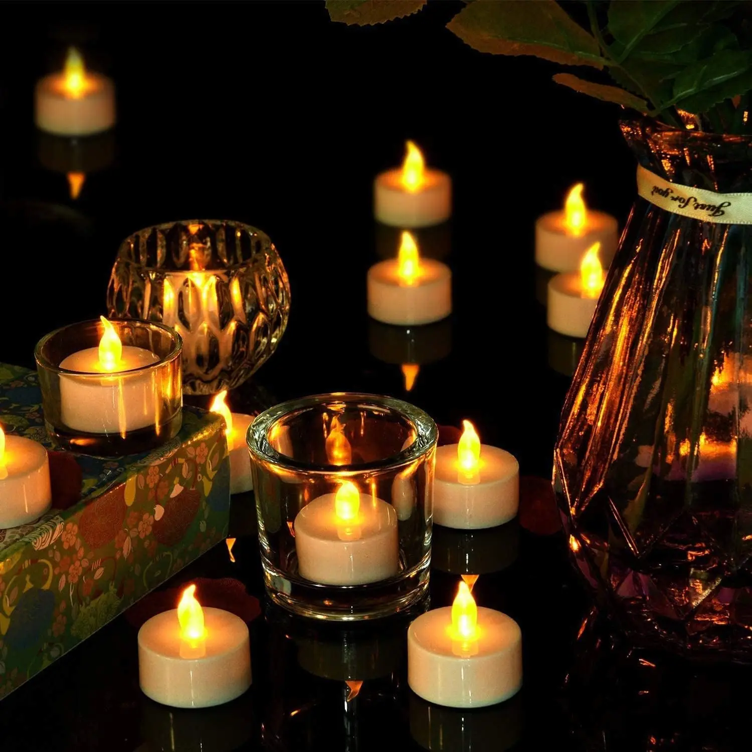 12-96Pcs Flameless LED Candle Creative wishing Led Tea Light Warm White Flameless Candle Halloween Christmas Decor Candle Light