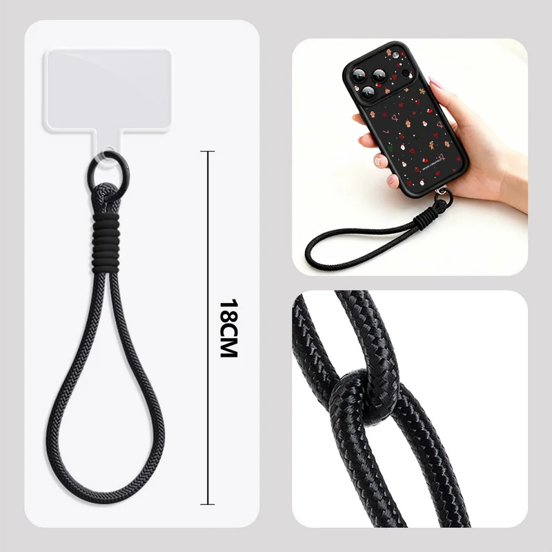 Small Christmas Elements Lanyard Phone Case For iPhone 18 Pro Max 17 16 14 15 13 Pro Max 18 17 Pro 17e 16e Wrist Strap TPU Cover
