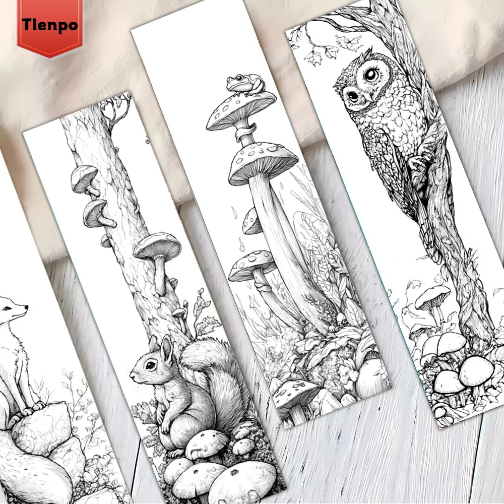 32pcs, Colorable Forest Animal Theme Bookmarks, Christmas, Teacher Gift, Back-To-School Holiday Gifts, Creative Artistic Designs