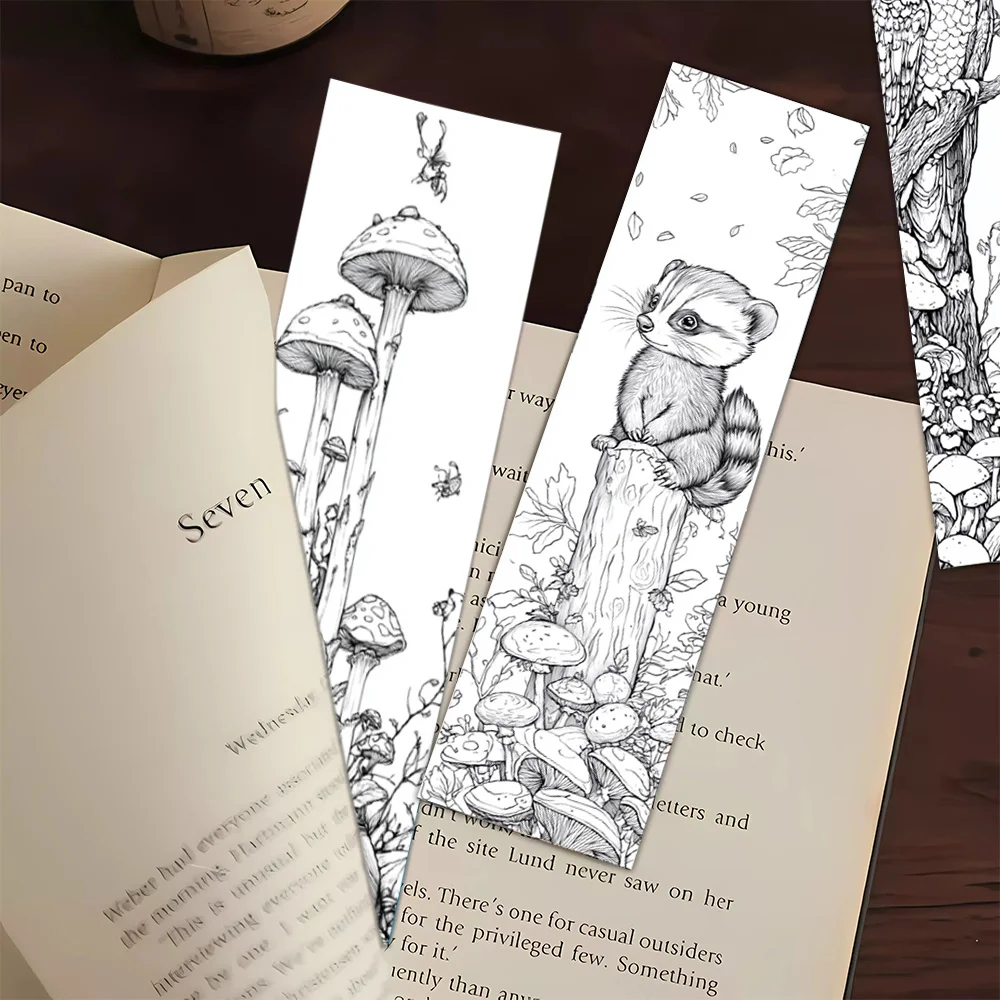32pcs, Colorable Forest Animal Theme Bookmarks, Christmas, Teacher Gift, Back-To-School Holiday Gifts, Creative Artistic Designs