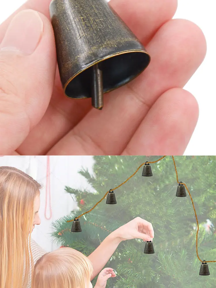 Vintage Brass Jingle Bells 38mm Small DIY Beeds Rope Crafts Kits Wind Chimes Housebreaking Dog Training Wedding Christmas Decor