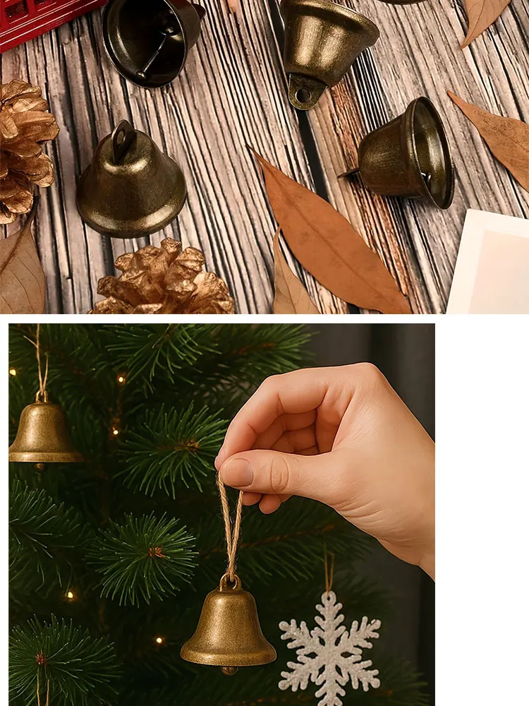 Vintage Brass Jingle Bells 38mm Small DIY Beeds Rope Crafts Kits Wind Chimes Housebreaking Dog Training Wedding Christmas Decor