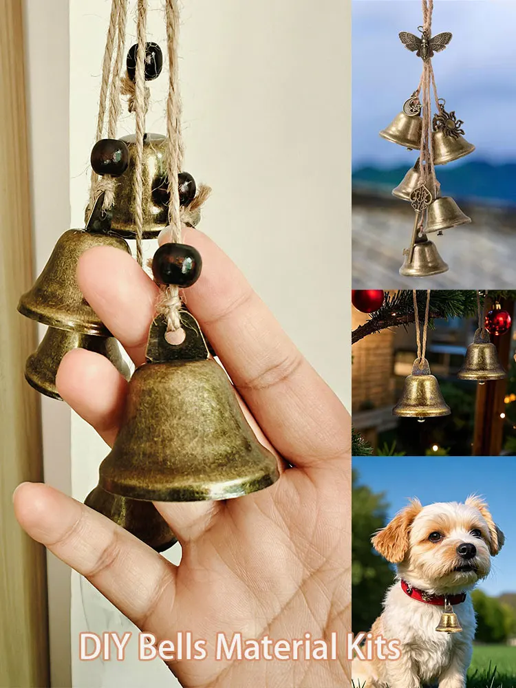 Vintage Brass Jingle Bells 38mm Small DIY Beeds Rope Crafts Kits Wind Chimes Housebreaking Dog Training Wedding Christmas Decor