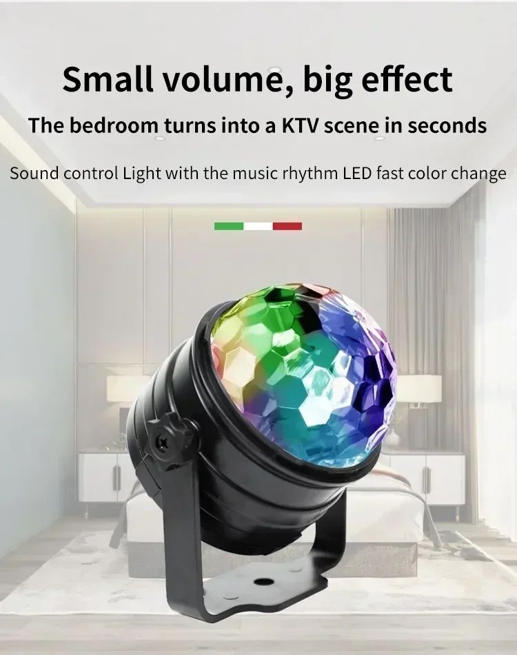 RGB LED Stage Disco Light Rotating DJ Ball Strobe Remote Sound Control Magic Dance Car Christmas Gift Party Club Laser Show Lamp