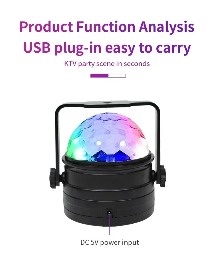 RGB LED Stage Disco Light Rotating DJ Ball Strobe Remote Sound Control Magic Dance Car Christmas Gift Party Club Laser Show Lamp