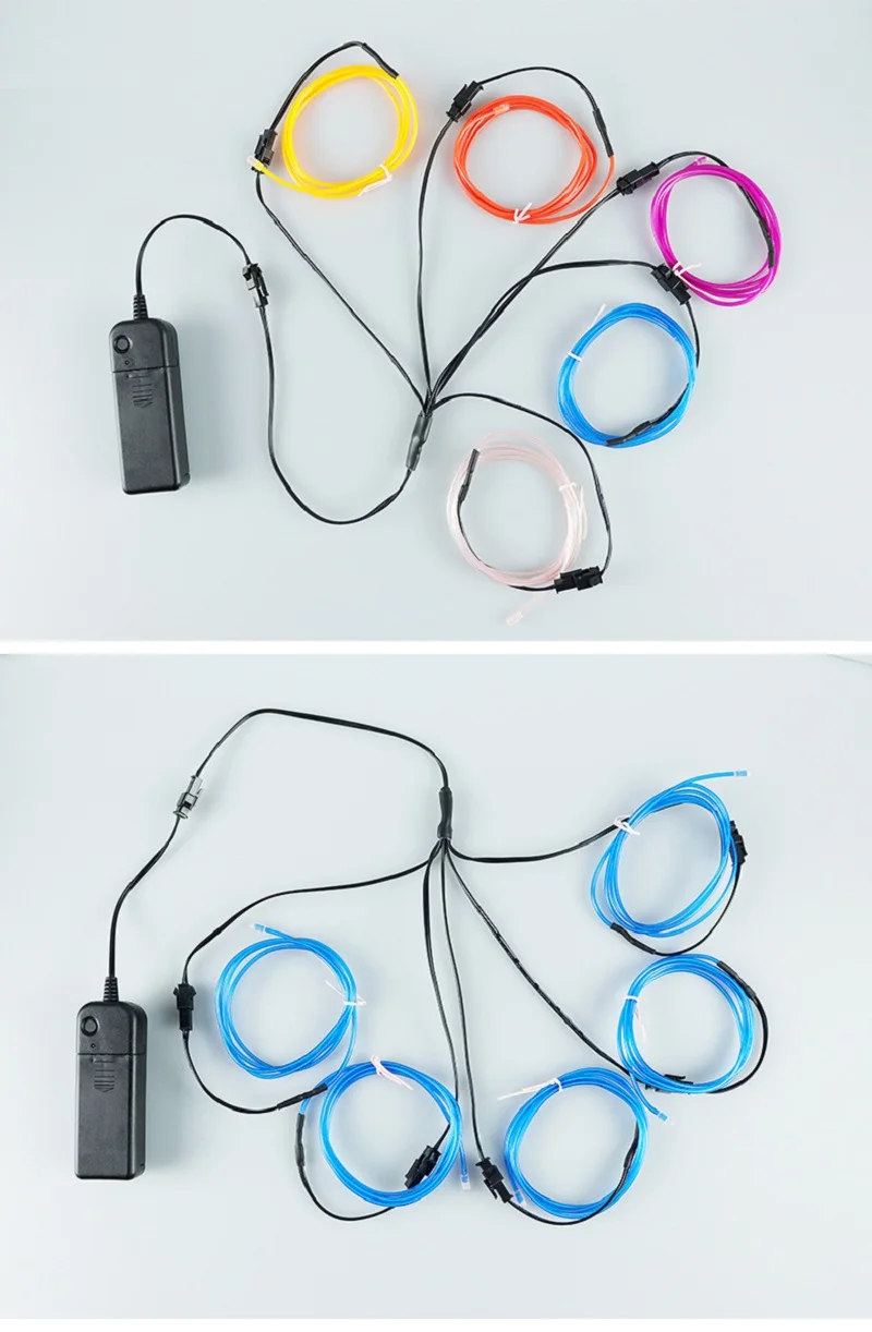 5 in 1 Glow Wire Cable LED Neon Christmas Dance Party DIY Costumes Luminous Clothes Light Decoration Kids Joke Toys 1m Each Cabl