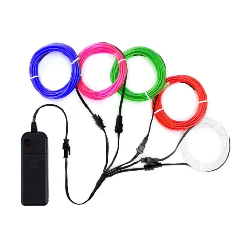 5 in 1 Glow Wire Cable LED Neon Christmas Dance Party DIY Costumes Luminous Clothes Light Decoration Kids Joke Toys 1m Each Cabl