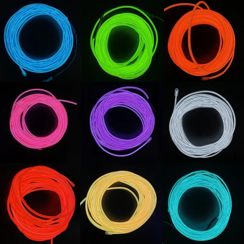 5 in 1 Glow Wire Cable LED Neon Christmas Dance Party DIY Costumes Luminous Clothes Light Decoration Kids Joke Toys 1m Each Cabl