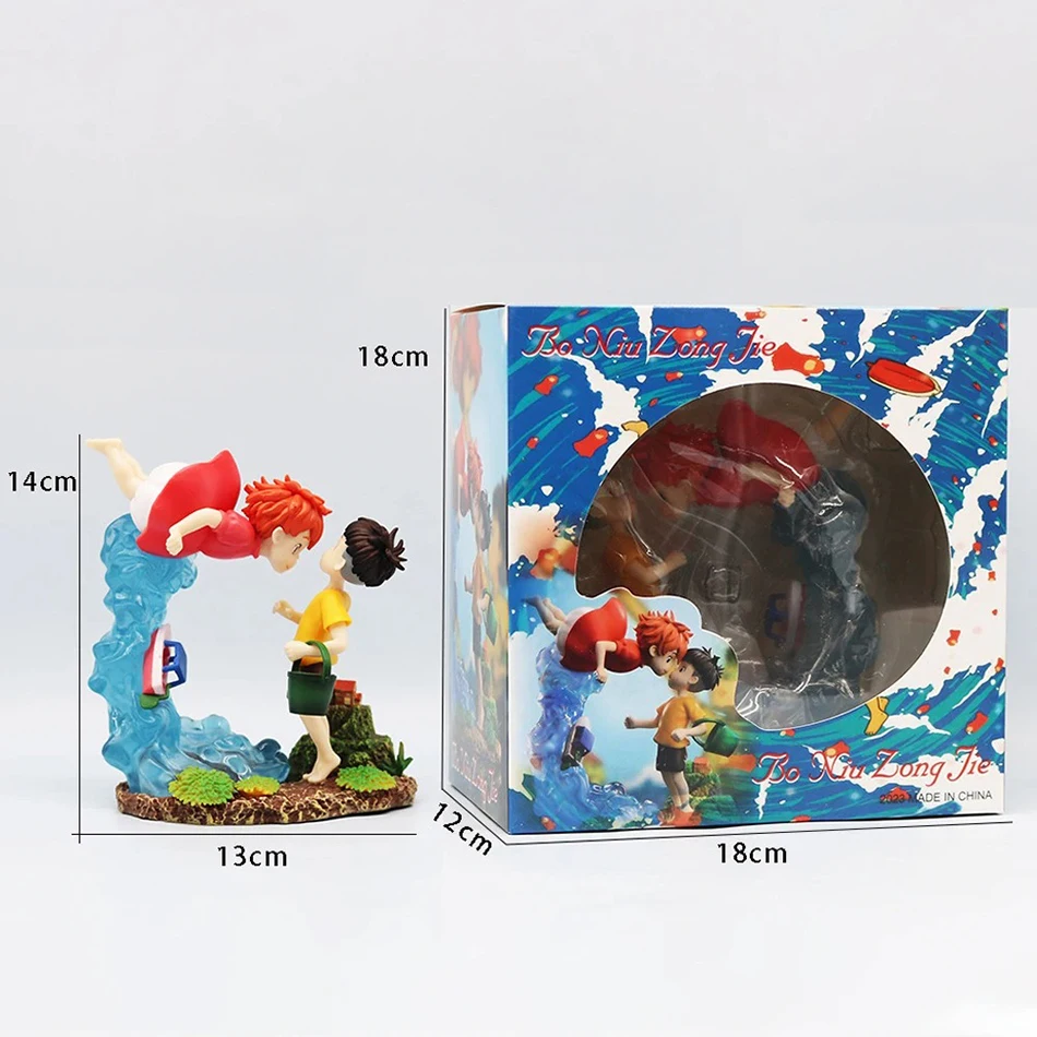 Anime Ponyo On The Cliff Figure Action Figure 15cm Ponyo Meets Sosuke Static Model Ornaments Children's Birthday Christmas Gifts