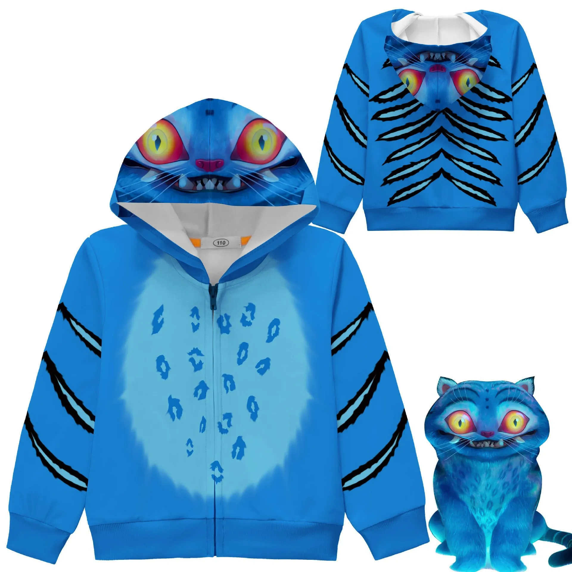 blue Tiger Cosplay Costume elf Tiger Hoodie Pants Sets Kids Halloween Christmas Party Funny Outfits Suit