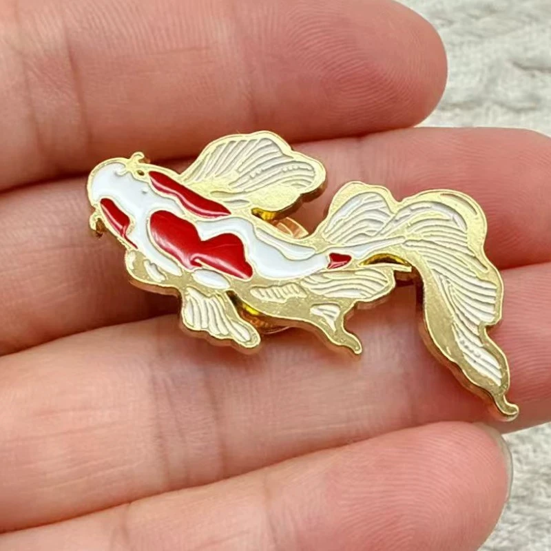 Enamel Red Koi Fish Chinese Style Brooch Badge for Women Brooches Pin Badges Alloy Backpack Icons Christmas Jewelry Gift