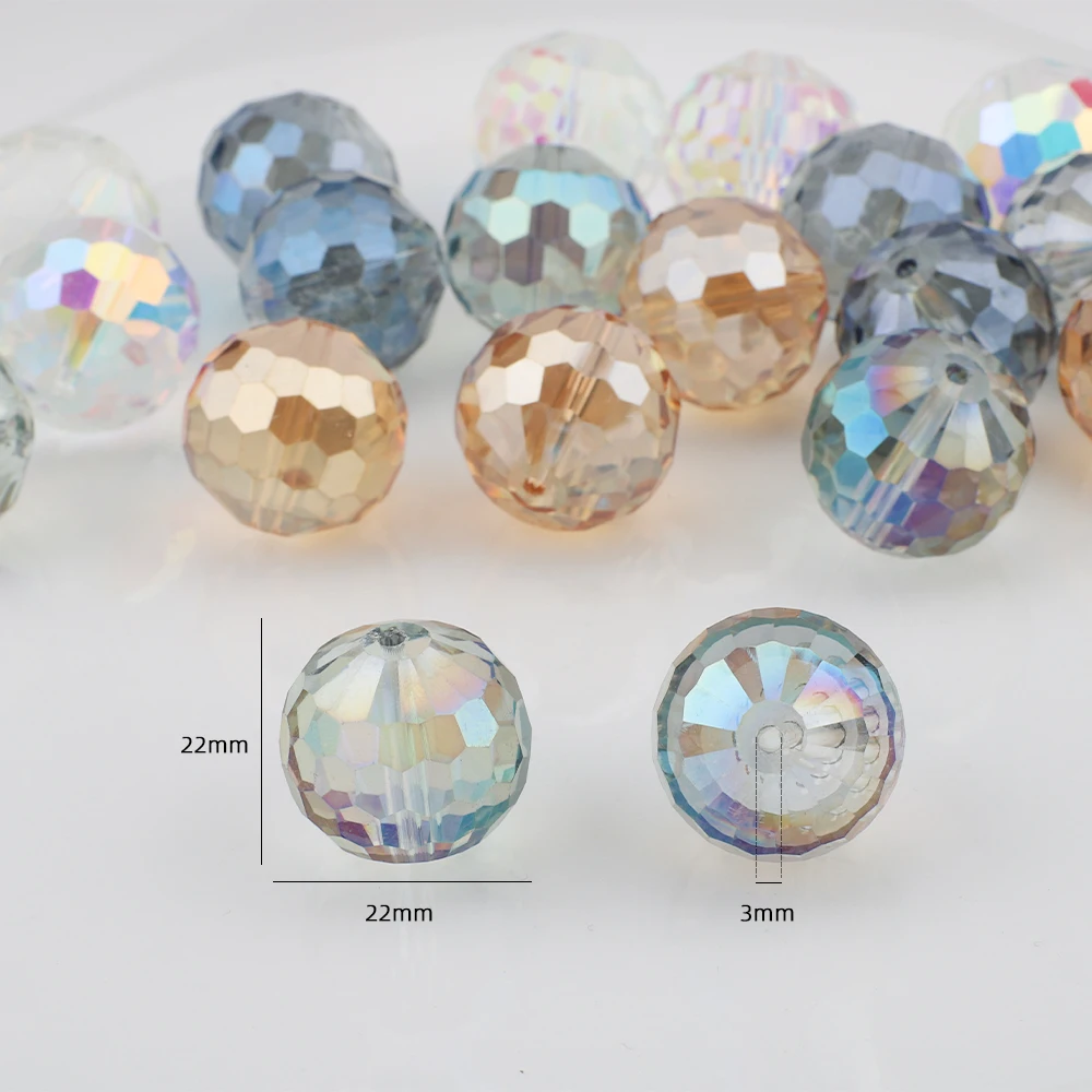22mm 96Facets Ball Electroplated Glass Round Bead Pendant For DIY Making Crystal Sun Catcher Christmas Tree Home Wedding Decor