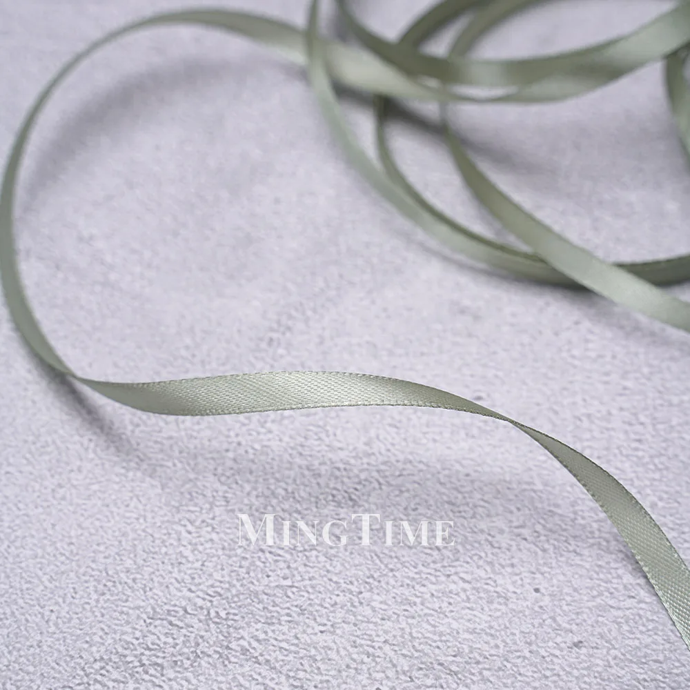 Satin Ribbon 22.8Meters 6mm 25yards 1/4inch Gift Wrap Bow Crafts Material Gold Sage Green Wedding Party Christmas Decoration