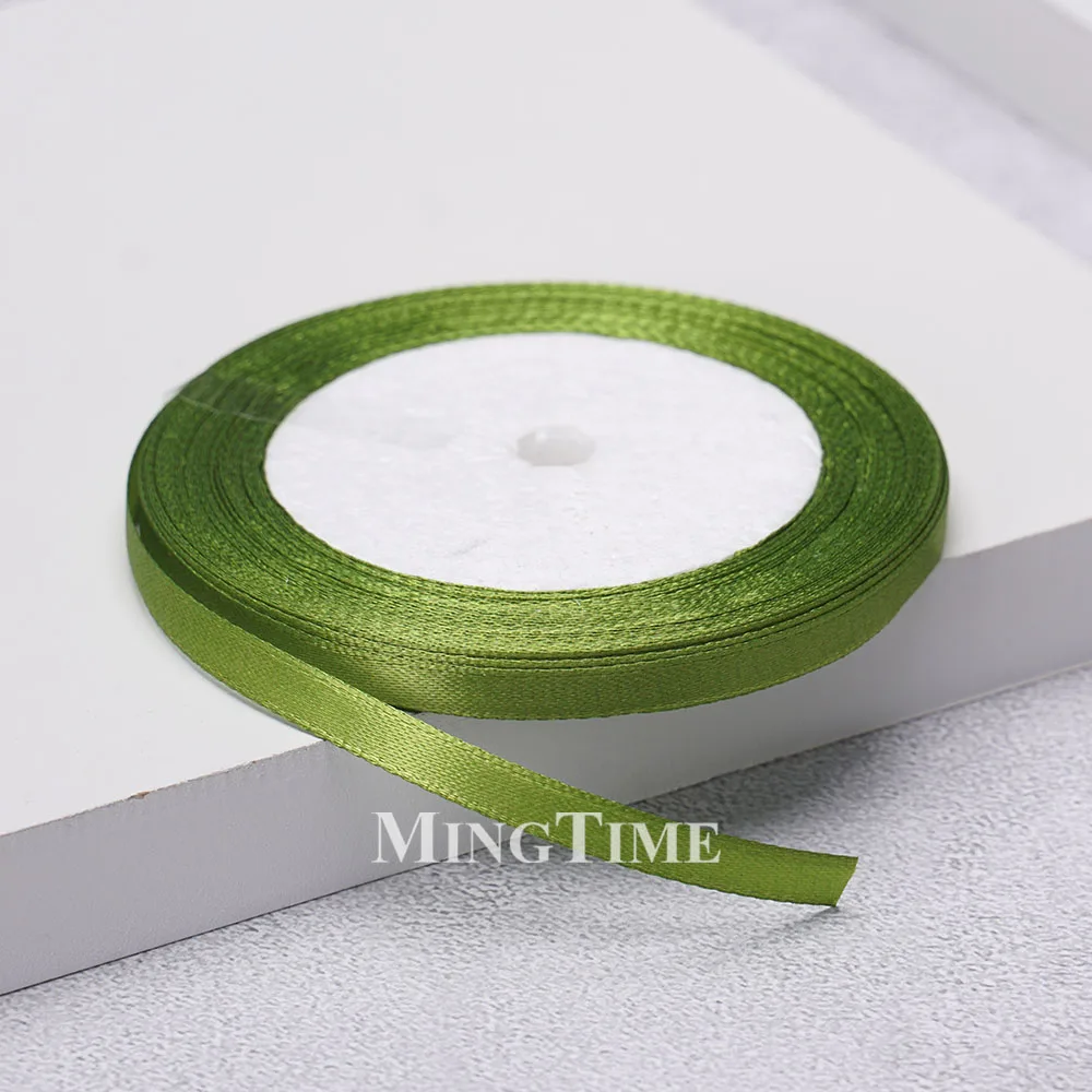Satin Ribbon 22.8Meters 6mm 25yards 1/4inch Gift Wrap Bow Crafts Material Gold Sage Green Wedding Party Christmas Decoration