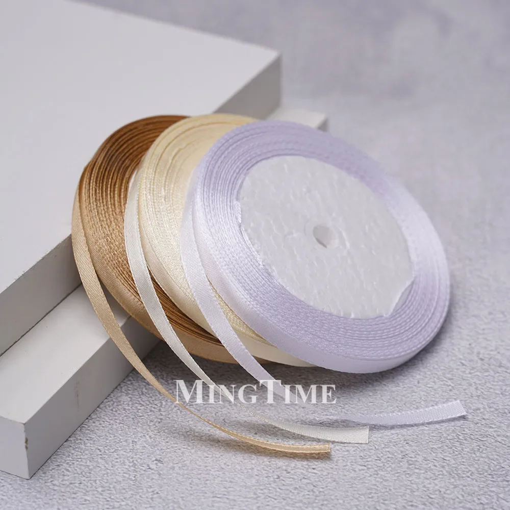 Satin Ribbon 22.8Meters 6mm 25yards 1/4inch Gift Wrap Bow Crafts Material Gold Sage Green Wedding Party Christmas Decoration