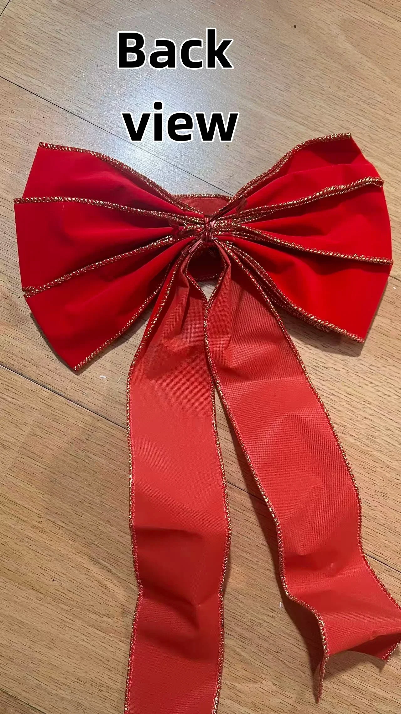Red Christmas Bows Outdoor Decorations Large Christmas Tree Top Bow Velvet Wreath with Glitter Gold Edge Front Door Decoration