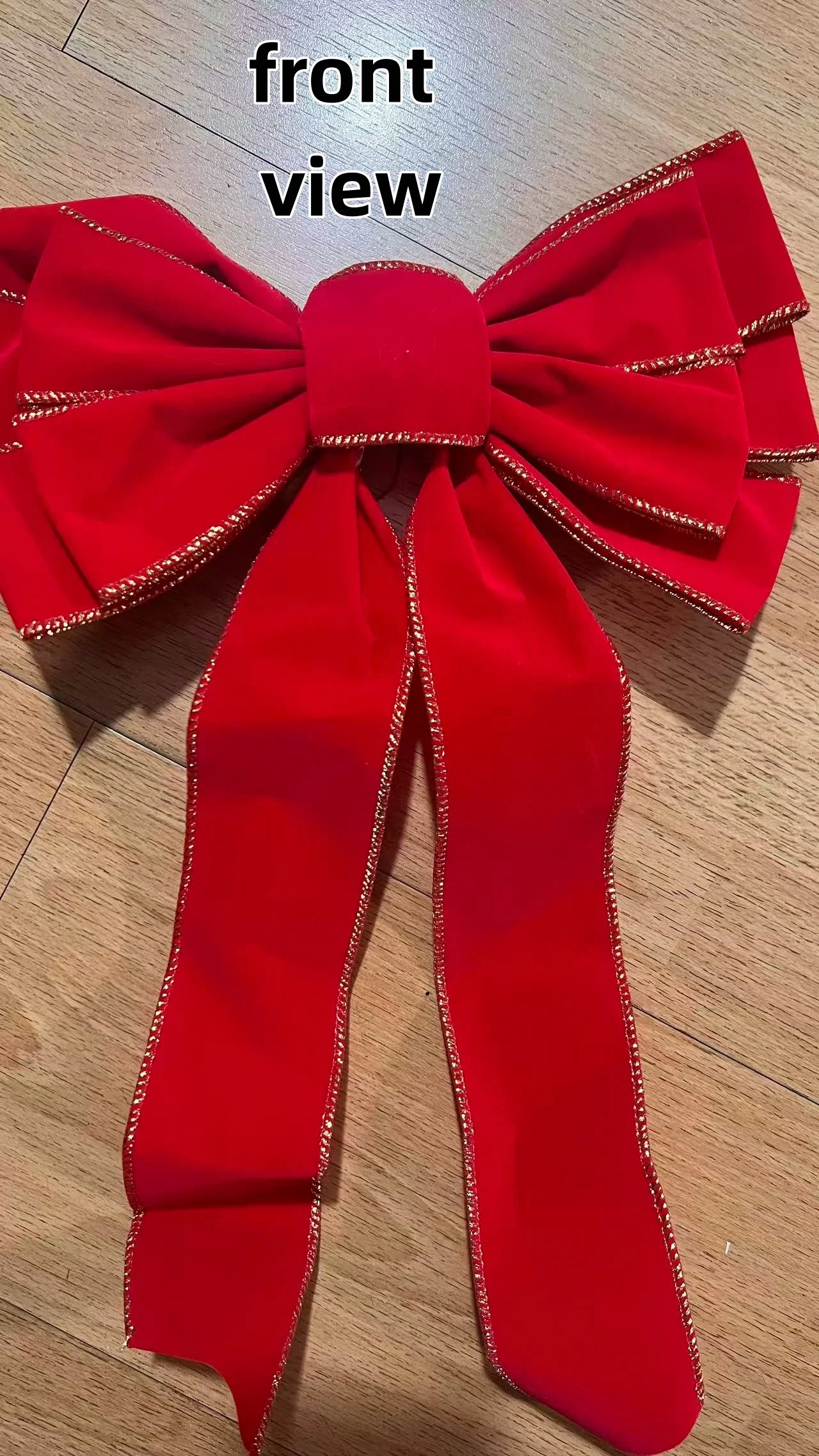 Red Christmas Bows Outdoor Decorations Large Christmas Tree Top Bow Velvet Wreath with Glitter Gold Edge Front Door Decoration