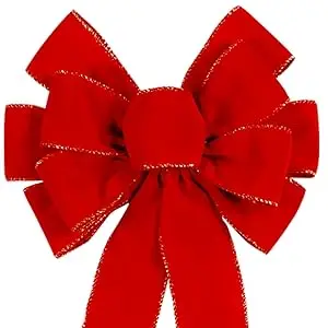 Red Christmas Bows Outdoor Decorations Large Christmas Tree Top Bow Velvet Wreath with Glitter Gold Edge Front Door Decoration