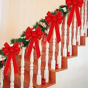 Red Christmas Bows Outdoor Decorations Large Christmas Tree Top Bow Velvet Wreath with Glitter Gold Edge Front Door Decoration