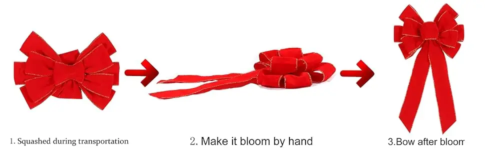 Red Christmas Bows Outdoor Decorations Large Christmas Tree Top Bow Velvet Wreath with Glitter Gold Edge Front Door Decoration