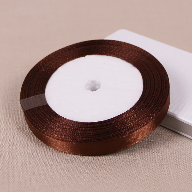 Dark Coffee Brown Satin Ribbons DIY Handmade Bows Crafts Material Christmas Halloween Birthday Party Gift Wrapping Ribbon Tape