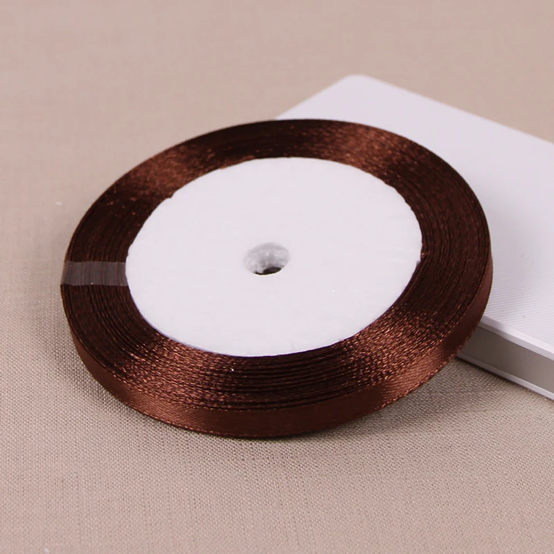 Dark Coffee Brown Satin Ribbons DIY Handmade Bows Crafts Material Christmas Halloween Birthday Party Gift Wrapping Ribbon Tape
