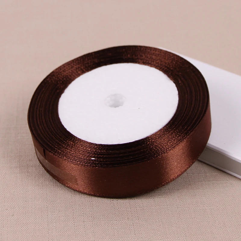 Dark Coffee Brown Satin Ribbons DIY Handmade Bows Crafts Material Christmas Halloween Birthday Party Gift Wrapping Ribbon Tape