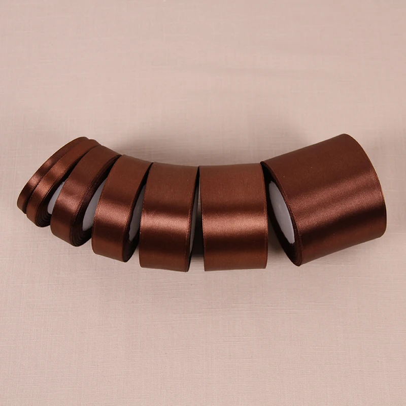 Dark Coffee Brown Satin Ribbons DIY Handmade Bows Crafts Material Christmas Halloween Birthday Party Gift Wrapping Ribbon Tape