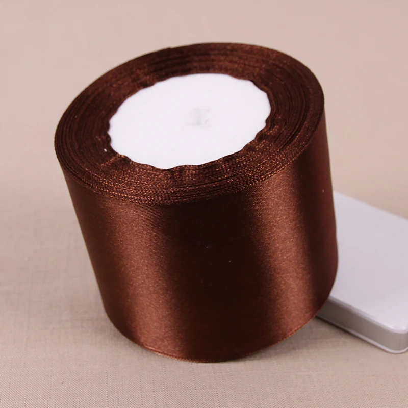 Dark Coffee Brown Satin Ribbons DIY Handmade Bows Crafts Material Christmas Halloween Birthday Party Gift Wrapping Ribbon Tape