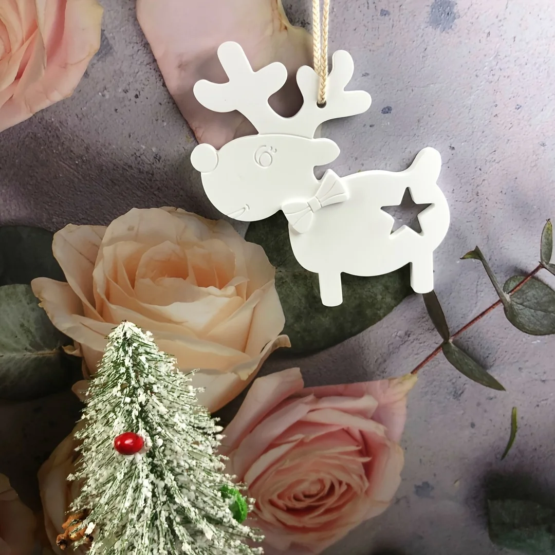 Christmas Reindeer Hanging Ornament Silicone Resin Casting Molds - DIY Craft Animal Shaped Silicone Mold for Epoxy Resin