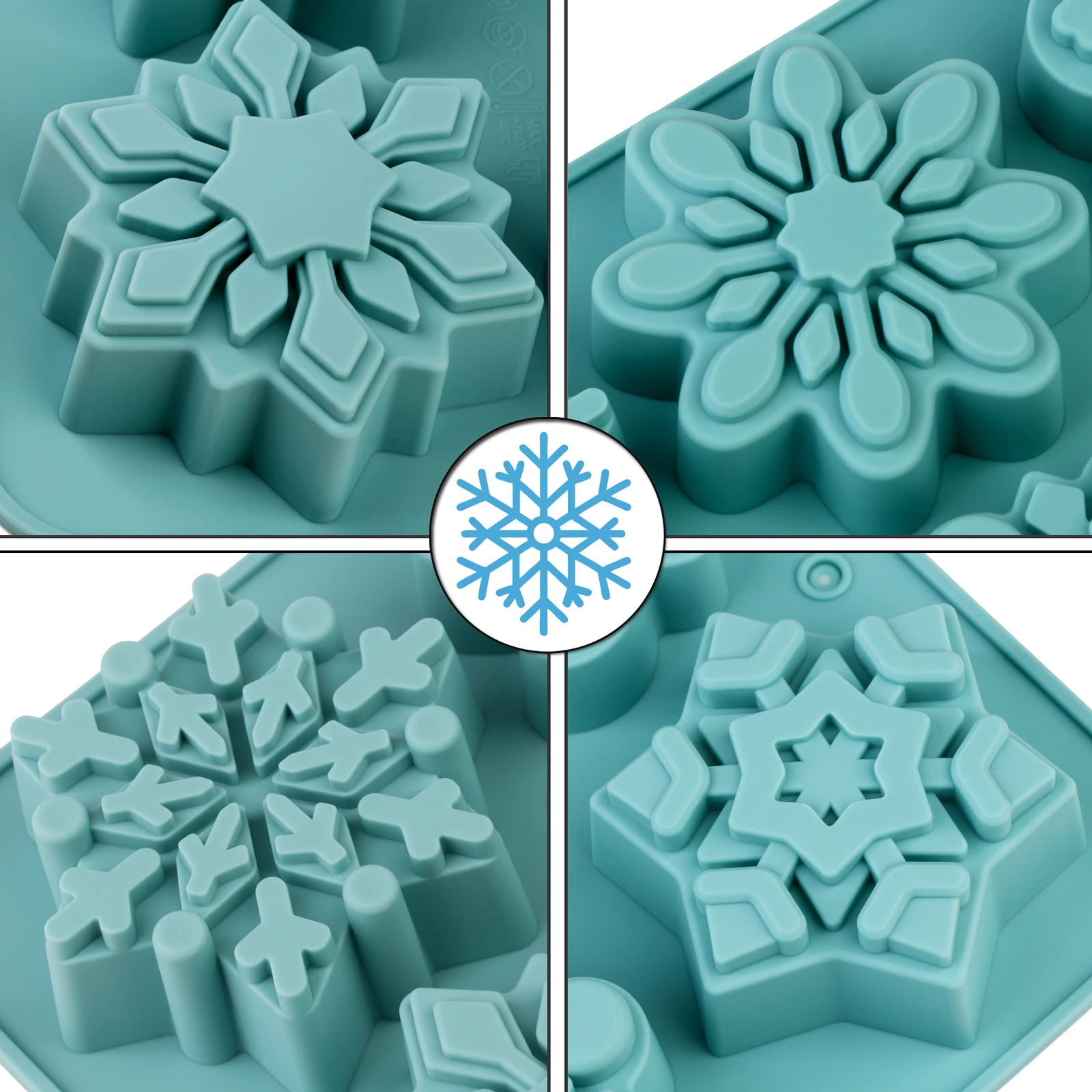1Pcs Silicone Snowflake Mold for Christmas Baking Thickened Mold for Making Snowflake Candles Desserts Mousse And Candy