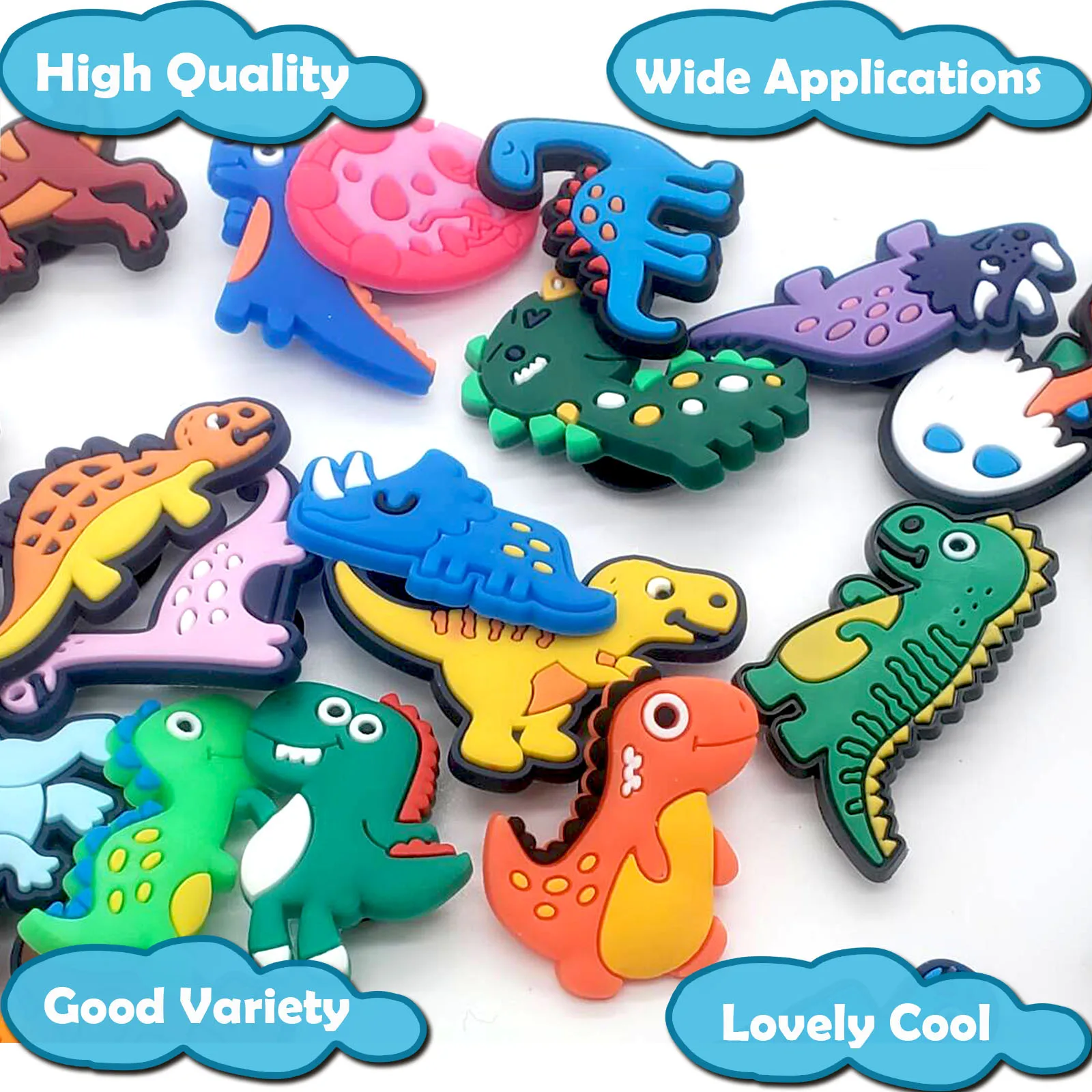 Random 15-30Pcs Dinosaur Series Shoe Charms For Sandals Premium Quality PVC DIY Shoe Decorations Accessories Christmas Gift