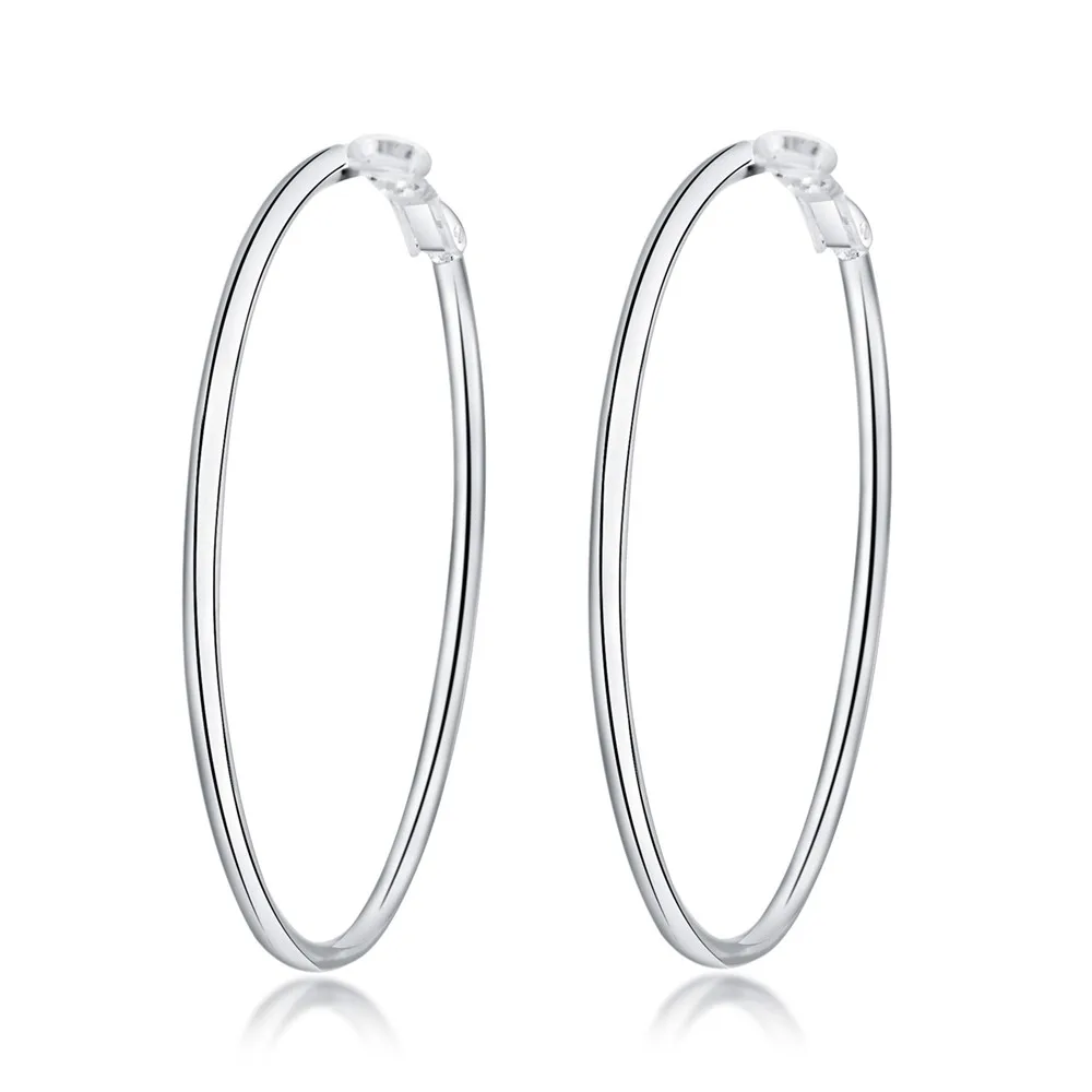 Hot Sale High Quality 925 Sterling Silver Classic 5-8CM Big Circle Earrings Women Party Jewelry Fashion Christmas Gifts
