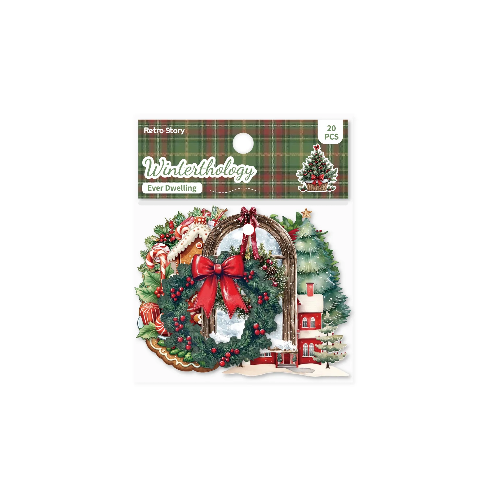 Mr.Paper 6 Packs Christmas Stickers, Creative Holiday Bow Background Decals for Journal Scrapbooking DIY, Phone Case Diary Decor