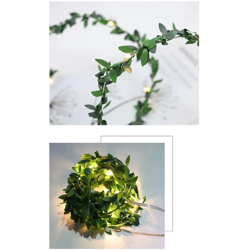 Outdoor Tiny Leaf LED Copper Wire Fairy String Lights Garland Christmas Decorations for Home New Year Wedding Garden Street Lamp